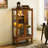 Oak Curio Cabinet With Tempered Glass Doors And Mirrored Back Panel Rectangular In Flexible Storage-2082994299-2082994053
