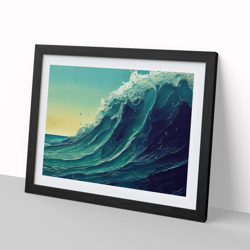 XH1022-6454X Ocean Wave - Single Picture Frame Print, Black, 46cm H x 64cm W x 2cm D