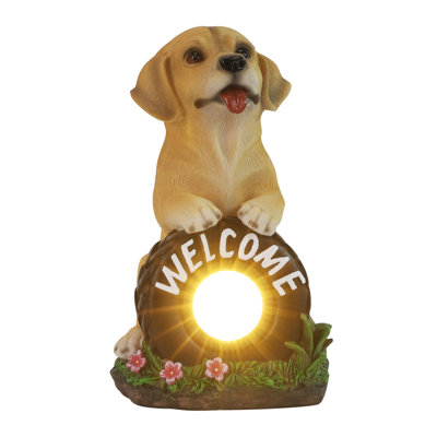 Buddy The Puppy Solar Outdoor Welcome Statue Light