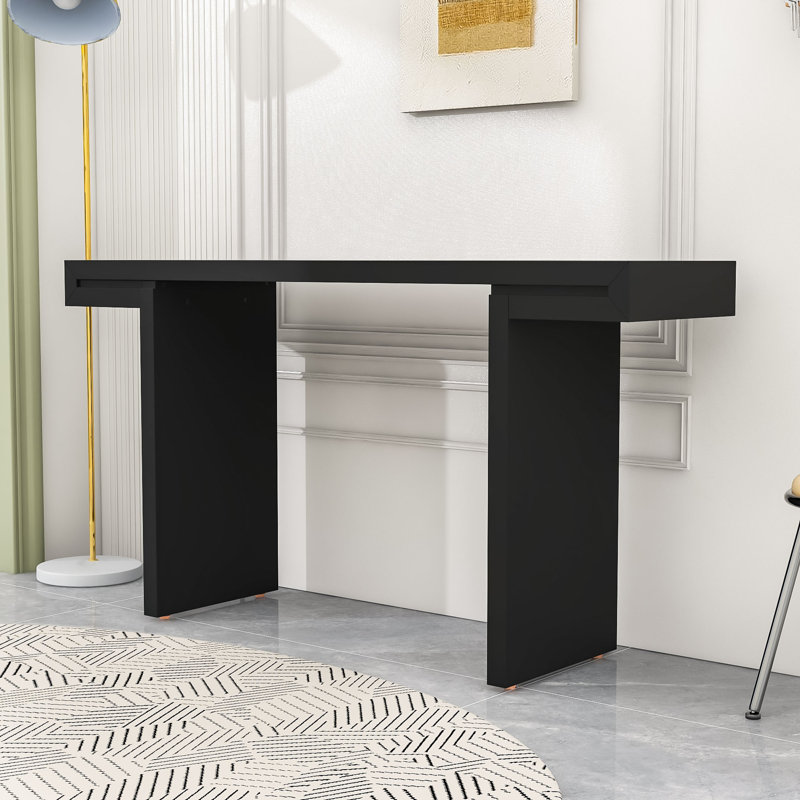 Console avec lignes géométriques épurées et pieds réglables, Noir