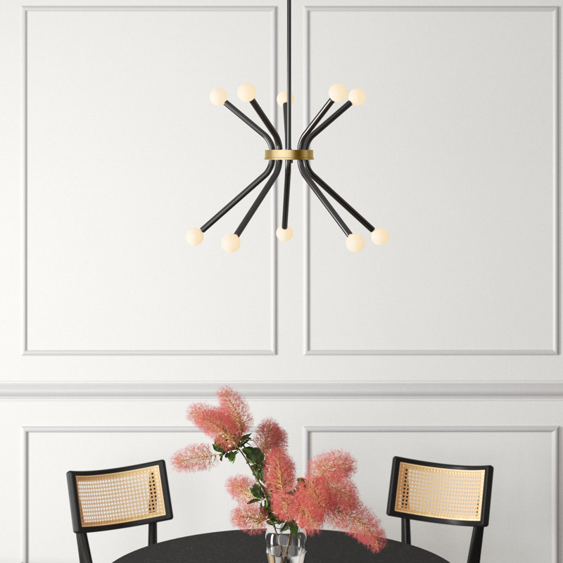 10 - Light Dimmable Sputnik Sphere Chandelier, Black