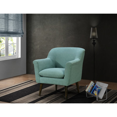 Fauteuil en tissu tissé bleu sarcelle de style Mid-Century moderne avec accoudoirs arrondis et siège en mousse de 31,13 po Largeur du produit