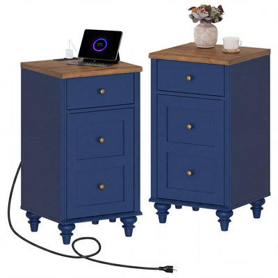 Scarlett Nightstand Set With Storage And Built-In Outlets (Set Of 2)
