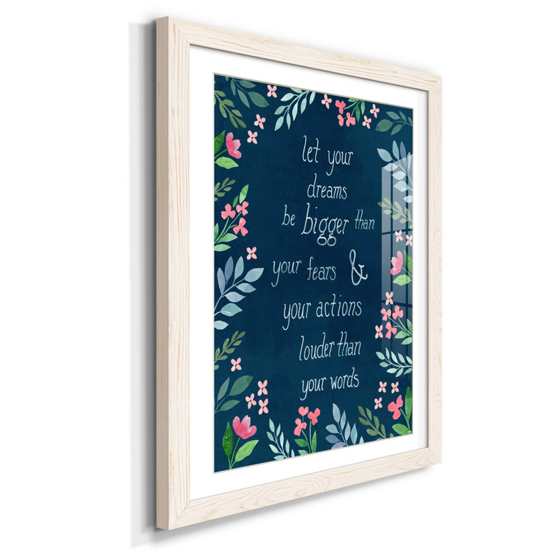 Let Your Dreams Be - Reproduction d'art textuel sur papier encadré, H 31,5 po x l 23,5 po x P 1,5 po, Blanc