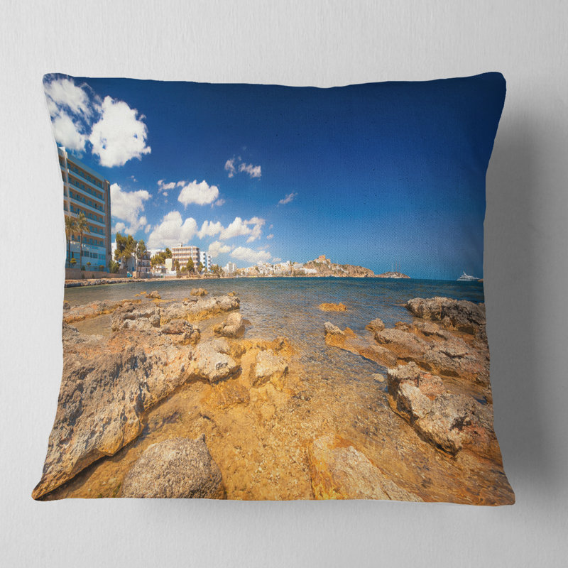 Coussin Paradise Beach à Ibiza Island Seashore, 16 po x 1 po, Coussin décoratif