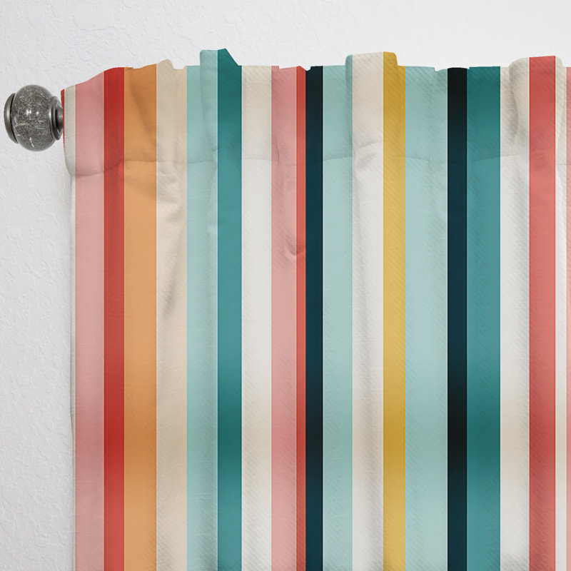 Midcentury Stripes Revived I - Mid-Century Velvet Curtain - Room Darkening - 1 Panel, 52" W x 120" L