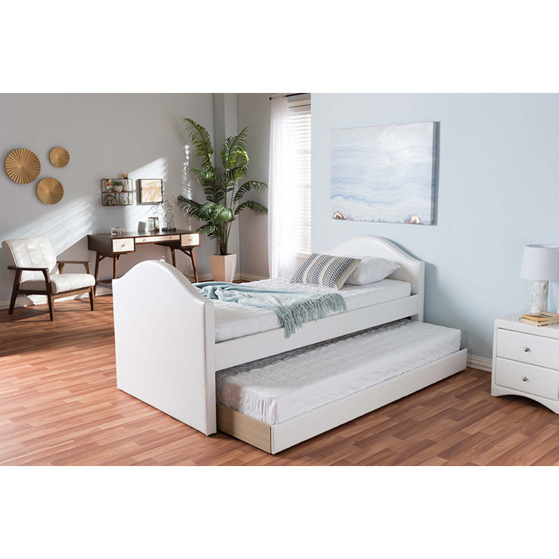 Lit de jour simple avec gigogne Circinus, Blanc