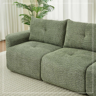 Chenille Sofa for Living Room, 109" Large Modern 3-Seater Sofa with Thickened Armrests, Upholstered Backrest, Deep Seating Design, Plush, Cozy for Liv