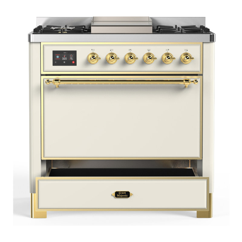 Majestic III Series 36 Inch Dual Fuel Range with 6 Sealed Burners, Griddle, in Emerald Green (Natural Gas, Copper Trim)