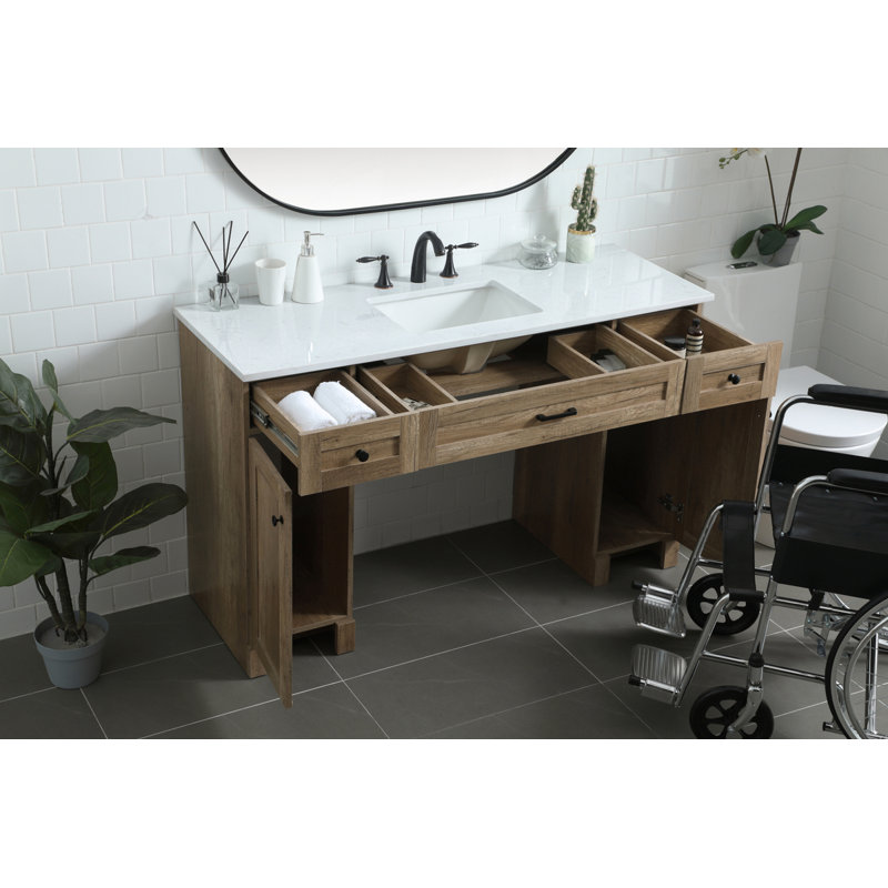 Cooper 54'' Single Bathroom Vanity with Engineered Marble Top, Natural Oak