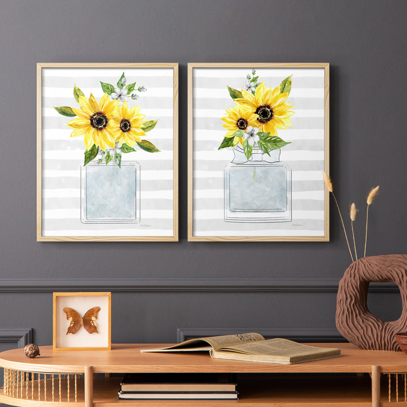 «Sunflower Perfume I», reproduction encadrée de qualité supérieure - prête à être accrochée - aucun clou requis - aucun clou requis