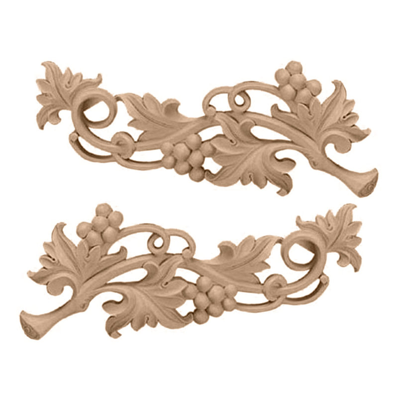 Grape Scrolls (Pair), 4 5/8"H x 11 5/8"W x 3/4"D, Maple