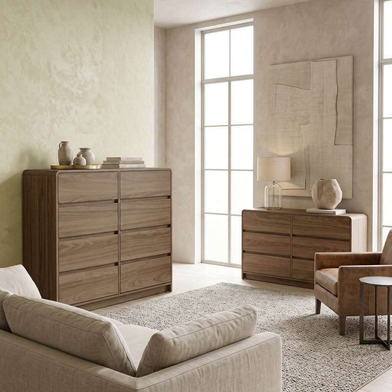 Rishel Modern 2 Pieces Bedroom Set, 2 Pcs: Dresser 6, Dresser 8