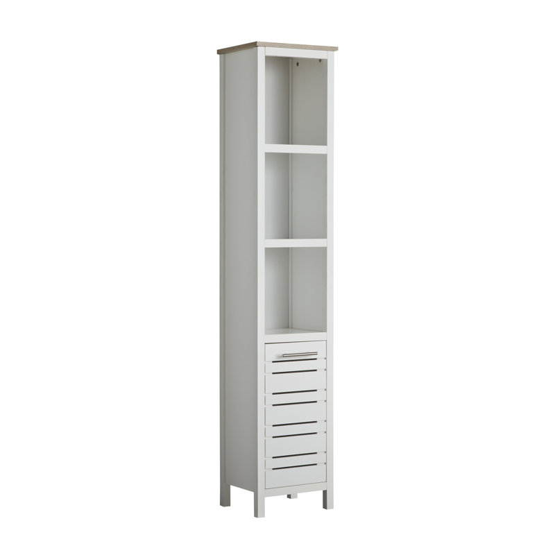 Jeri Solid Wood Freestanding Linen Cabinet, White