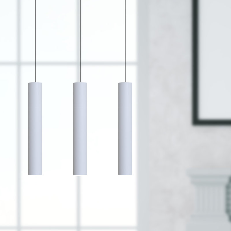 Luminaire suspendu linéaire à 3 lumières pour îlot de cuisine Chambery, Blanc