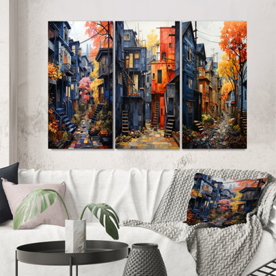 «Cityscape Alleyway Patchwork», 3 pièces