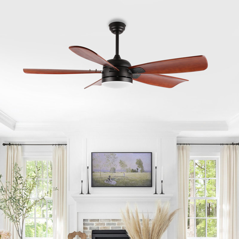 Ventilateur de plafond standard à DEL à 5 pales de 57 po avec télécommande et ensemble d'éclairage Reanda