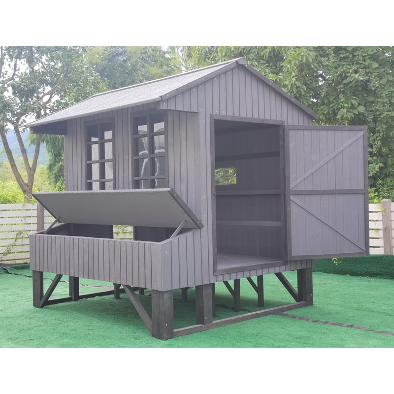 Poulailler robuste de style Amish Ranch gris / noir 4 pi x 6 pi