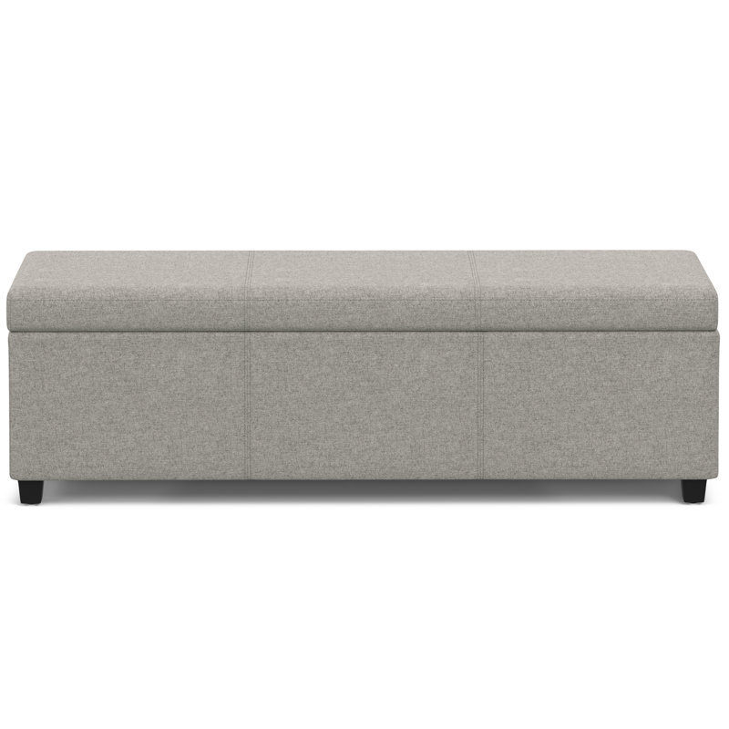 Avalon 54"W Upholstered Storage Ottoman Bench with Interior Storage and Safety Hinges, Cloud Gray