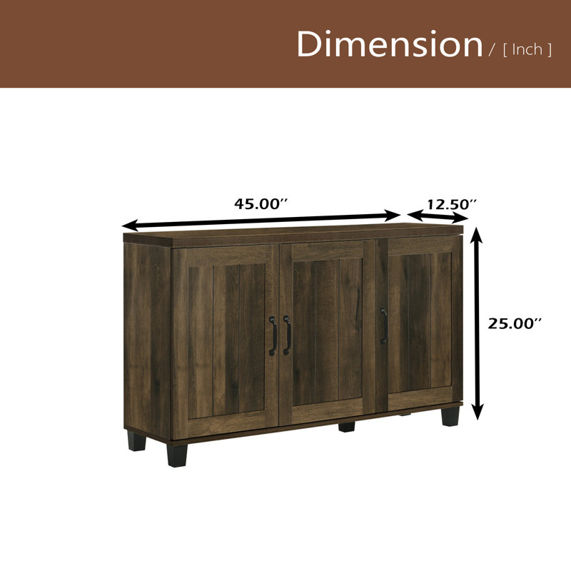 45"W 3-Door Shoe Cabinet