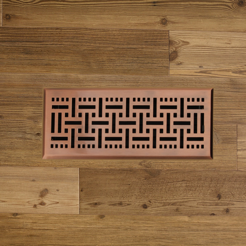 Copper Finish 4"x10" Steel Floor Register with Trap Net