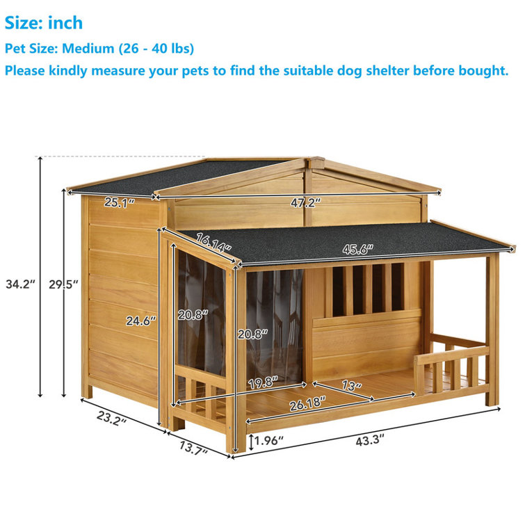 Tucker Murphy Pet™ Elaan Solid Wood Dog House | Wayfair