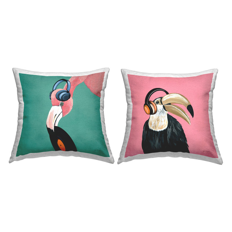 Coussin Toucan and Flamingo