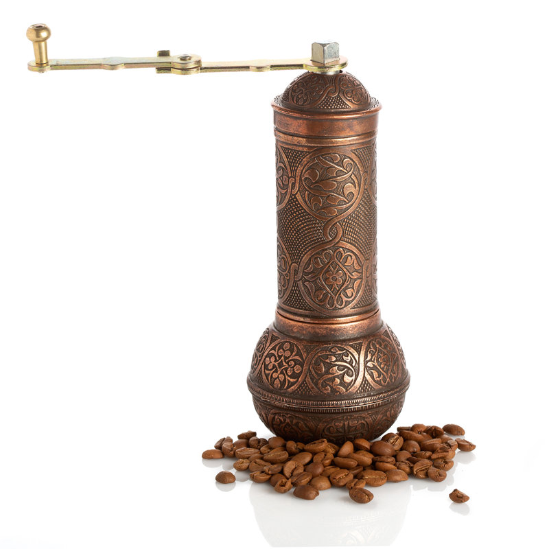 Crystalia USA Manual Flat Burr Coffee Grinder, Copper