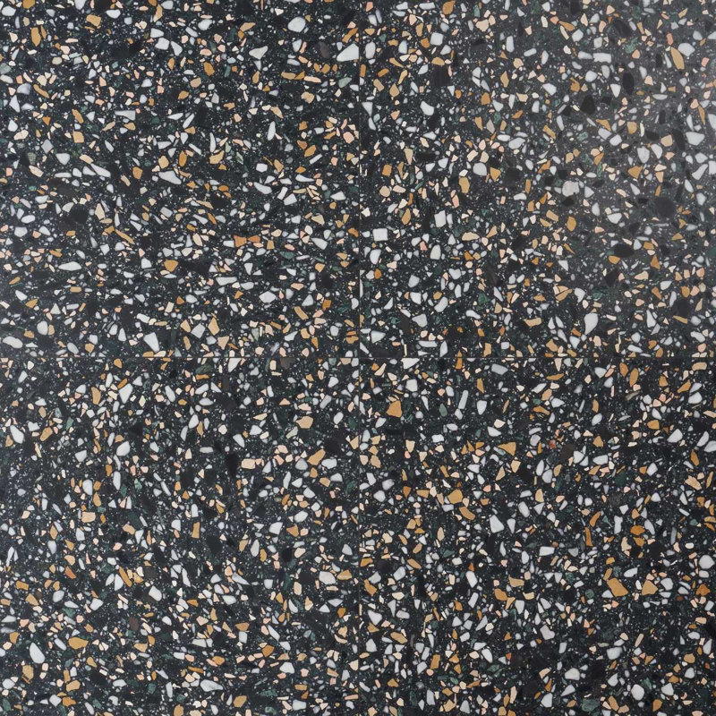 Terrazzo Italy Sacra 24x24 Honed Marble Tile, Cava Notte Black