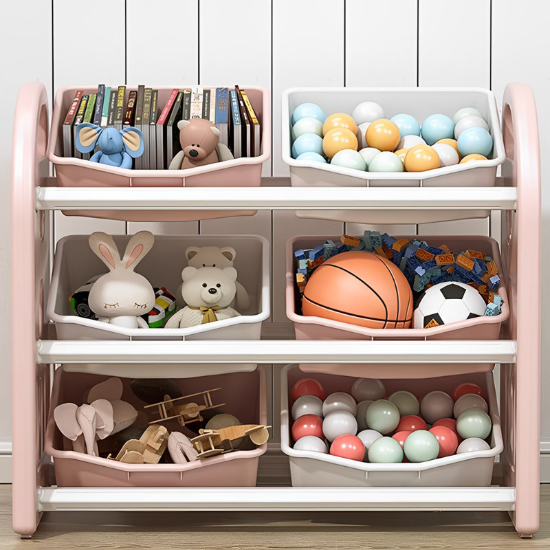 Organisateur de jouets en plastique Alianna, Rose / blanc