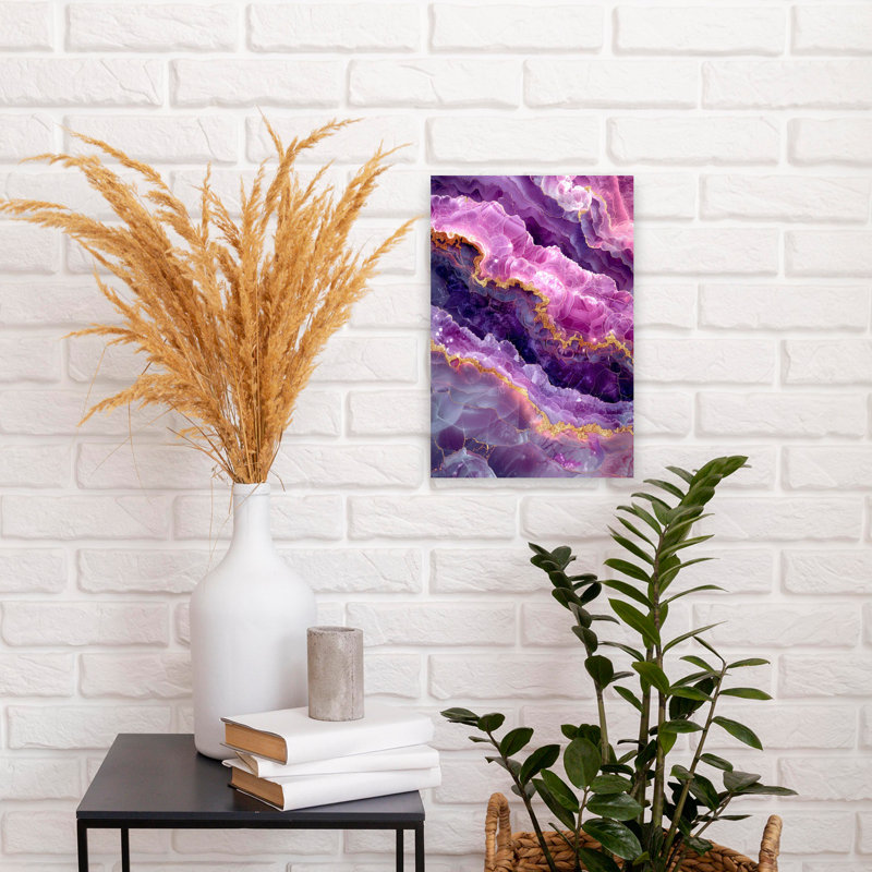 Agate mauve, couches, abstrait, paysage de violette organique coloré, art mural, 18" H x 12" W