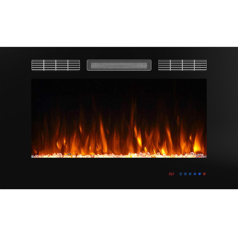 36.02'' W Recessed Electric Fireplace Insert, WiFi Heater for Living Room,Timer, Overheating Protection, Touch Screen, Black