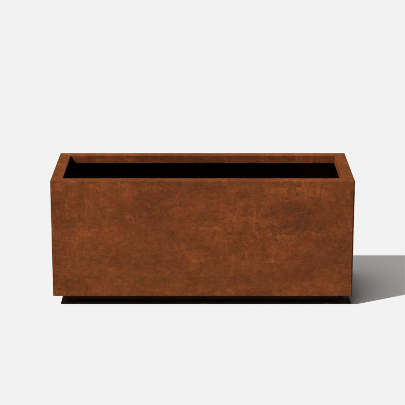 Corten Steel Series Long Box Planter, 16.25" H x 38" W x 15" D