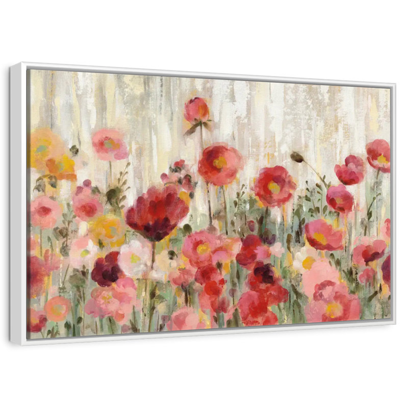 Fleurs saupoudrées, Cadre flottant blanc, 43 po x 29 po