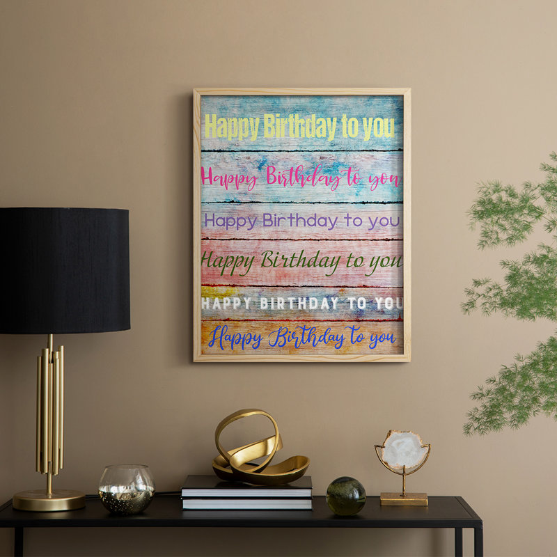 «Birthday Song», reproduction encadrée - bois massif, H 11 po x l 9 po