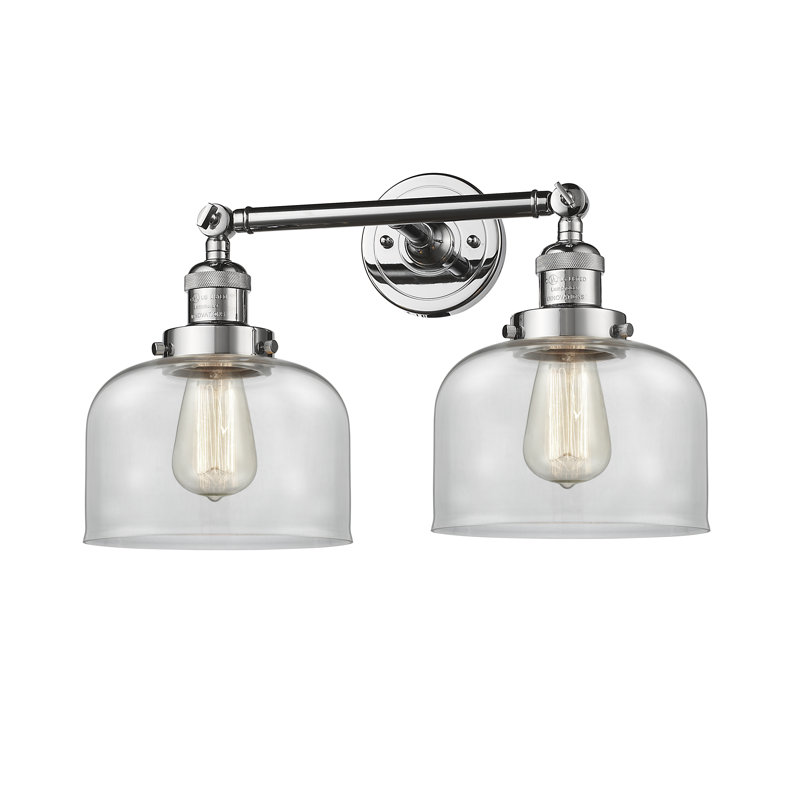 Applique murale cloche en verre 2 lumières Fullen, H 10 po x l 16 po, Chrome poli