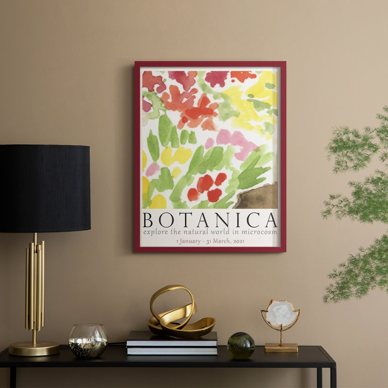 Affiche d'exposition botanique IV - Botanica, H 11 po x l 9 po, Rouge