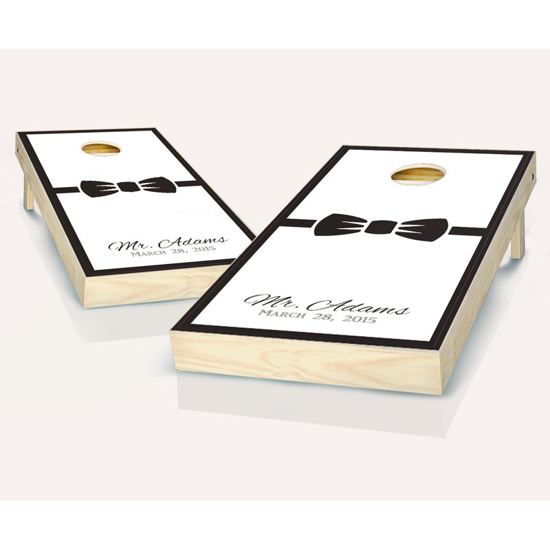 Ensemble de jeu de cornhole en bois massif avec sacs et cravate 2 pi x 4 pi