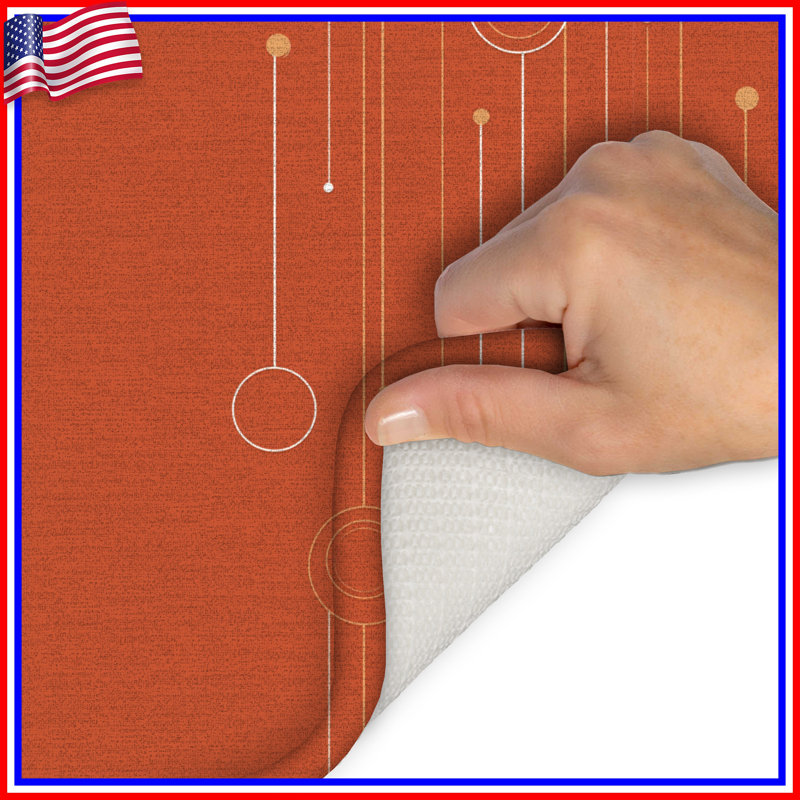Tapis de bain abstrait, Simple - L 24 po x l 17 po, Orange géométrique