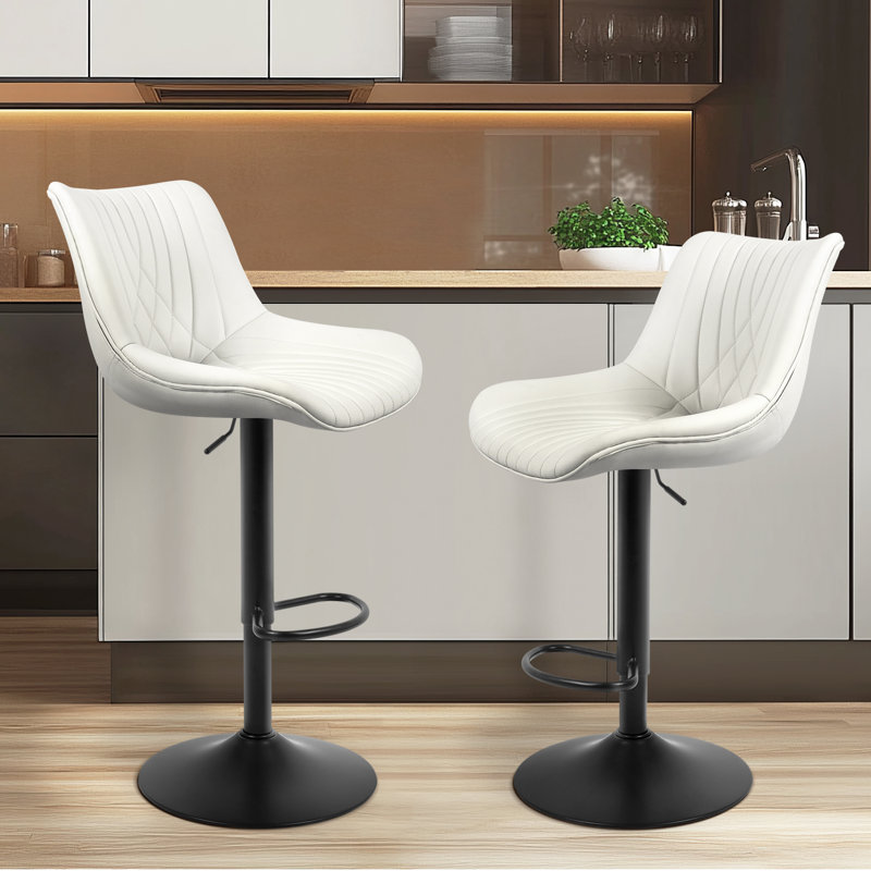 Tabourets de bar pivotants, Blanc/Noir
