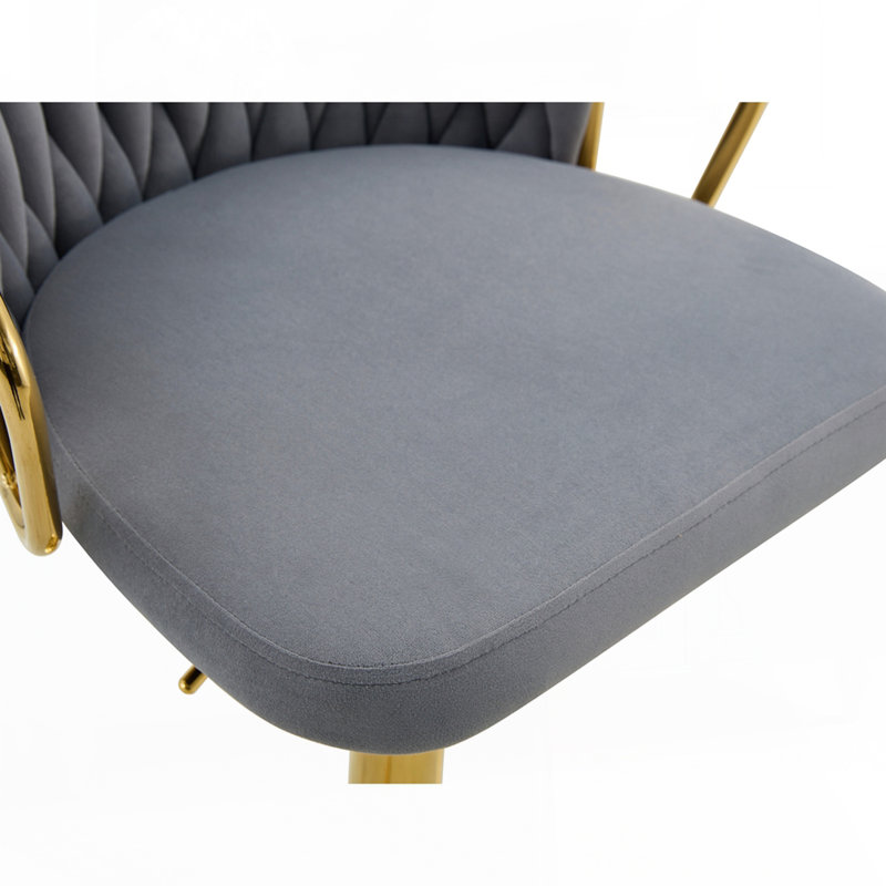 Tabouret de bar moderne en velours tressé avec hauteur réglable, Gris