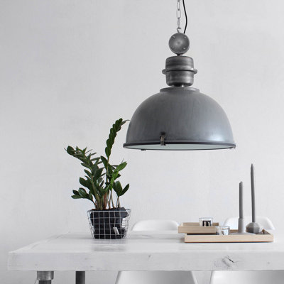South Gate 1 - Light Matt Aluminium Bowl Pendant