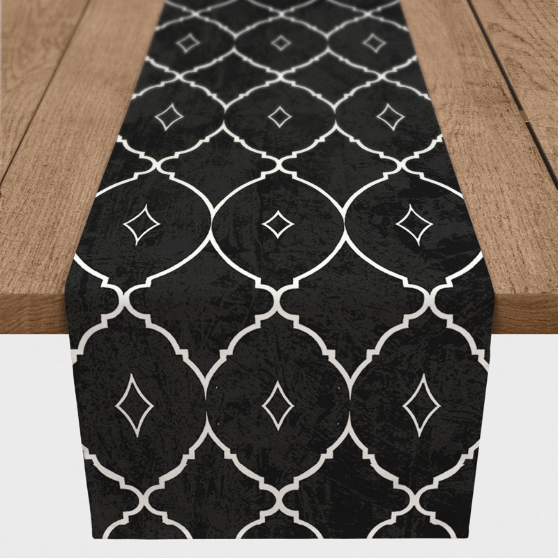 Barkbridge Rectangle Polyester Table Runner, 72'' x 16'', Black