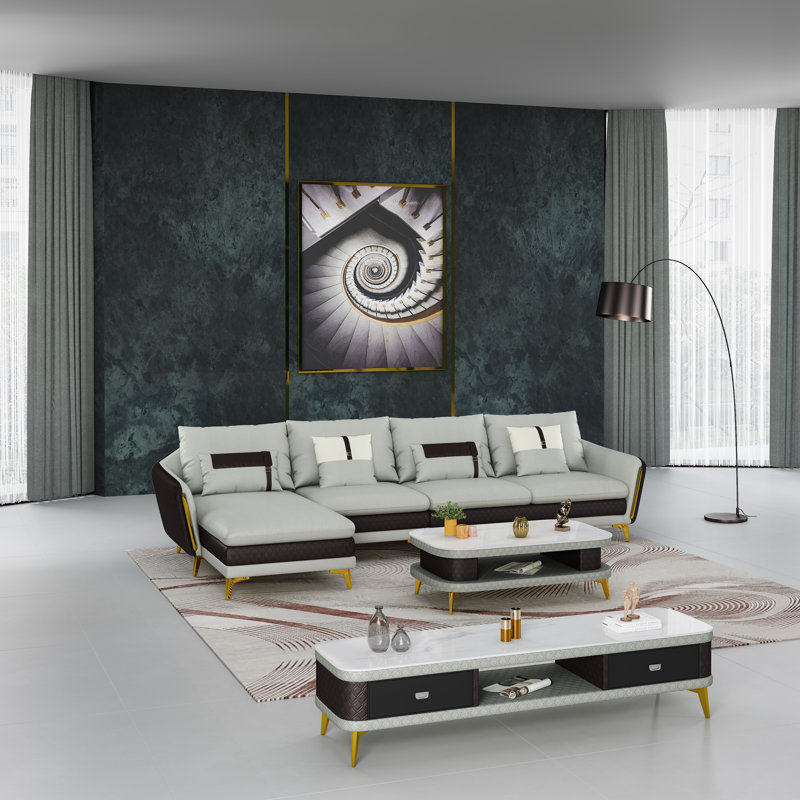 Leather Sectional, Left Hand Facing