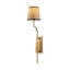 Lampe murale élégante avec corps en métal et capuchon en tissu, or et brun clair, 6,3 x 8,7 x 28,3 pouces | Plaque de base: 8,3 po x 3,5 po x 1,2 po | Douille E27, 40 W maximum, éclairage élégant pour la décoration intérieure | Certifié IP20-428414795