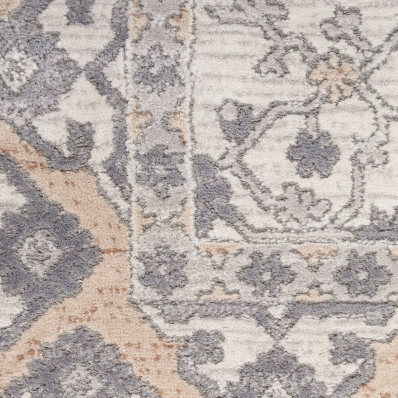 Nicole Curtis Cream Gray Synthetic Rectangular Area Rug