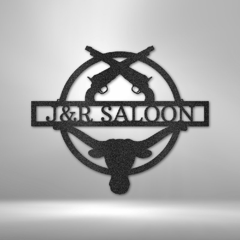 Décoration murale personnalisée en acier monogramme, Noir, H 14,25 po x l 14,5 po x P 0,5 po, Oui