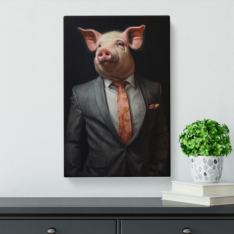 Pig In A Suit No.3 - No Frame Print, 60cm H x 40cm W x 3cm D