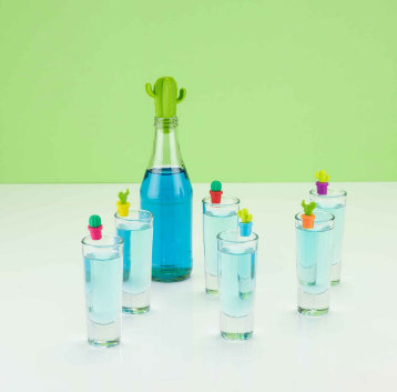 TrueZoo Cactus Silicone Bottle Stopper & Drink Marker Set