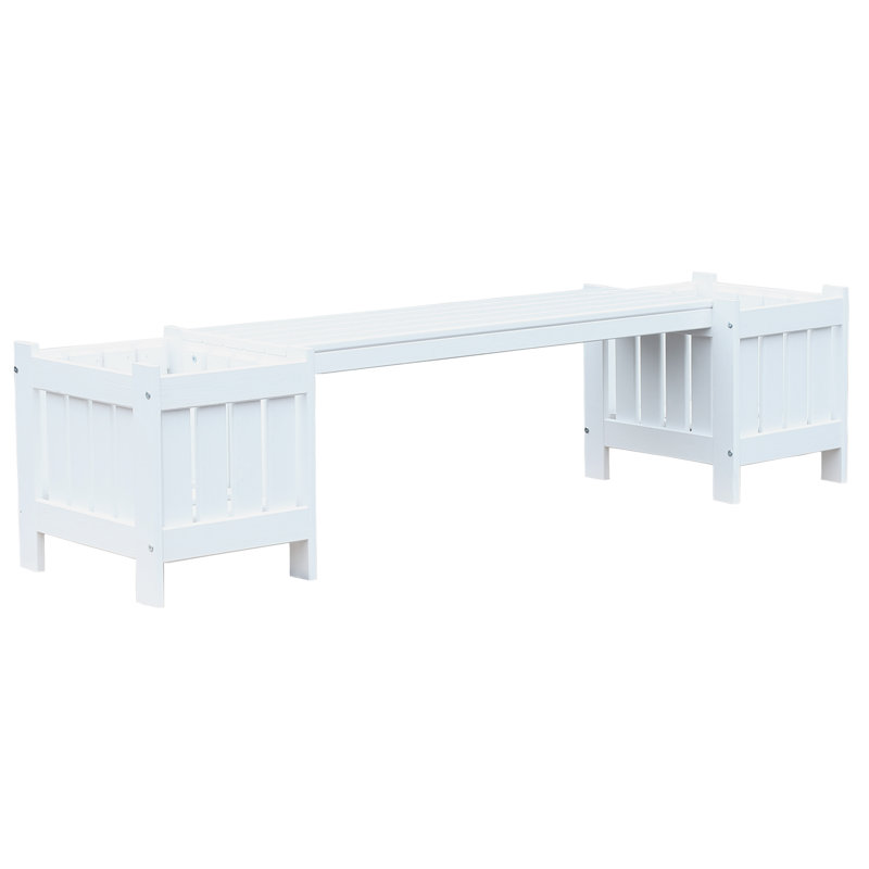 Swarthofthi Solid Wood Pine Outdoor Bench, White